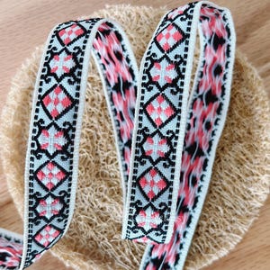 1 Yard Flower Jacquard Ribbon Geometric Woven Trim Border Embroidered Ribbon Sewing Trim Craft Ribbon Jacquard Trim MZZD001