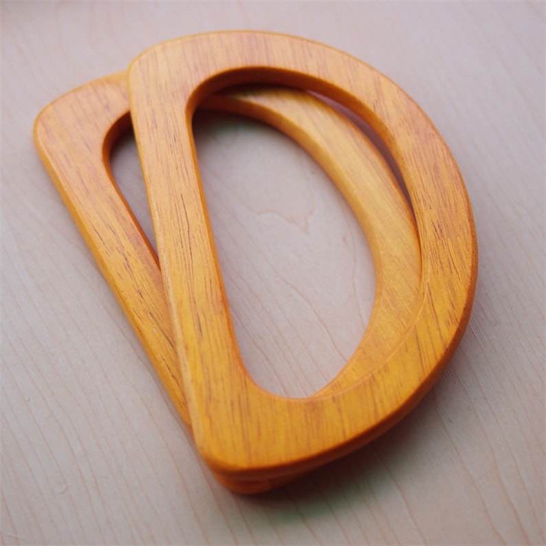 A pair of Oval Wooden Handles for Bag Handcraft Material for Handbag Making CAE1508