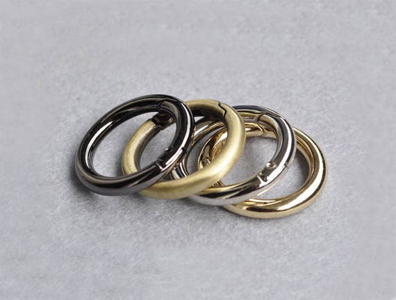 Connector Clasp CAE-R011 2pcs Spring Ring Clasp Gate Ring Heavy Duty Gate Ring Round Purse Hardware