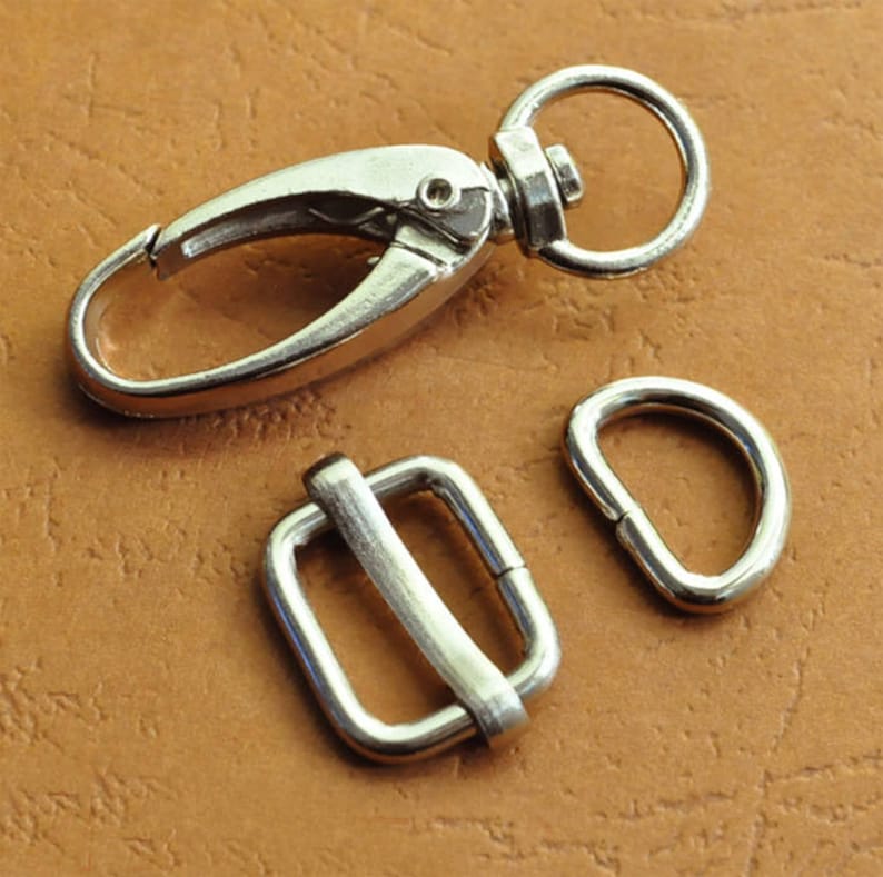 A set Silver Purse clasps bag hooks D Ring strap clasp swivel clasp lobster clasp CAE-R155 3pcs
