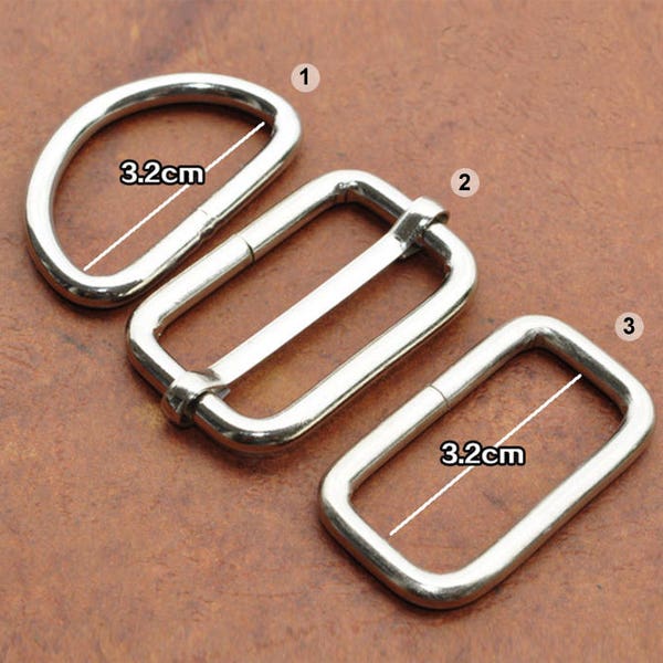 10pcs Silver 1.25 inch D Ring Rectangle Strap Sliders Rings Finding for Handmade Bags CAE-R062