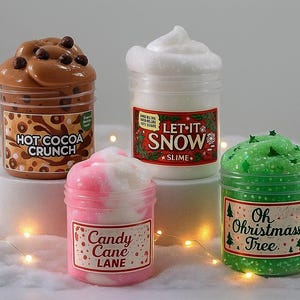 Weihnachtsschleim Set mit 4 einzigartigen Schleimen, Wolkencremeschleim, Bingsu, glänzend, flauschig