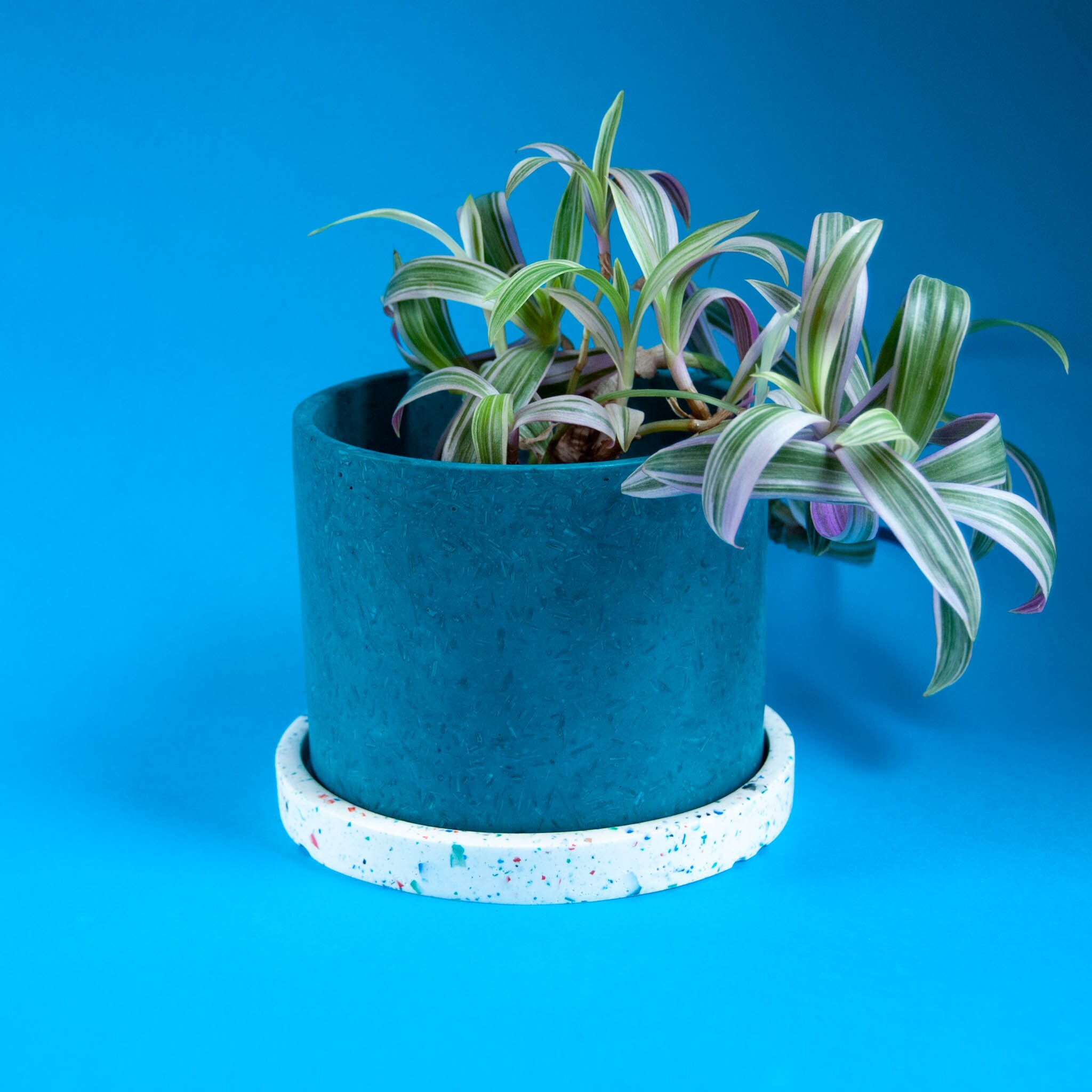 Large Teal Plant Pot With Tray Handmade With Eco Friendly Materials for