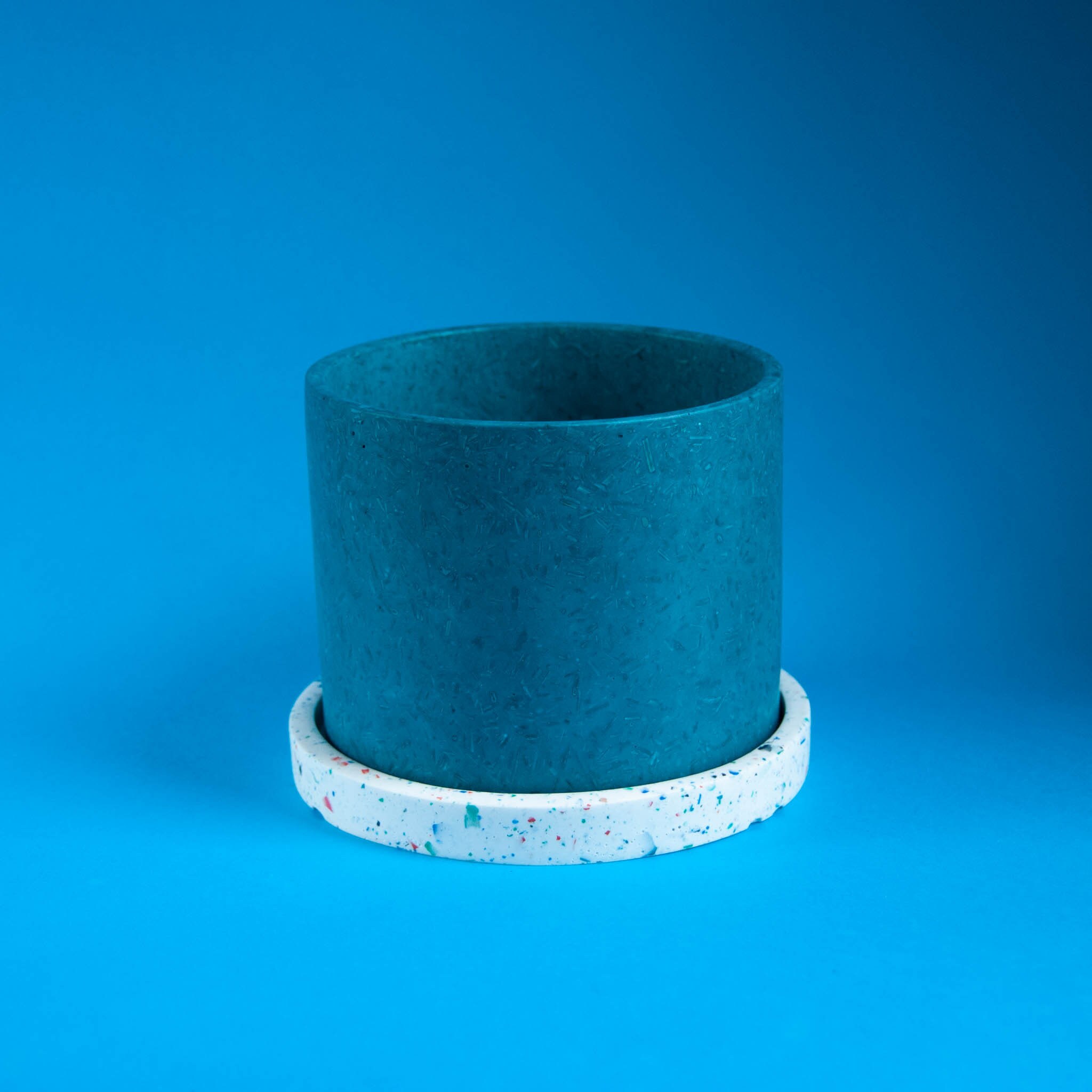 Large Teal Plant Pot With Tray Handmade With Eco Friendly Materials for