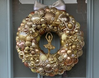 Large luxury gold and champagne bauble wreath - 'Champagne ballerina'