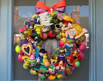 Large luxury kitsch Christmas bauble wreath - '90's baby/The Millennial #2'