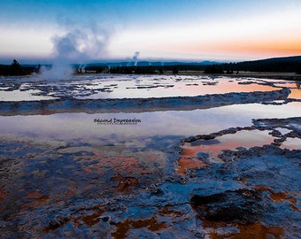 Geyser Sonnenaufgang Foto - Yellowstone - Instant Download