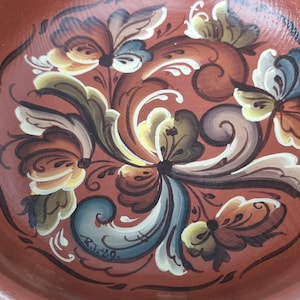 Small rosemaling bowl from Norway, Signed Norwegian rosemaled art, unique folk art collectible