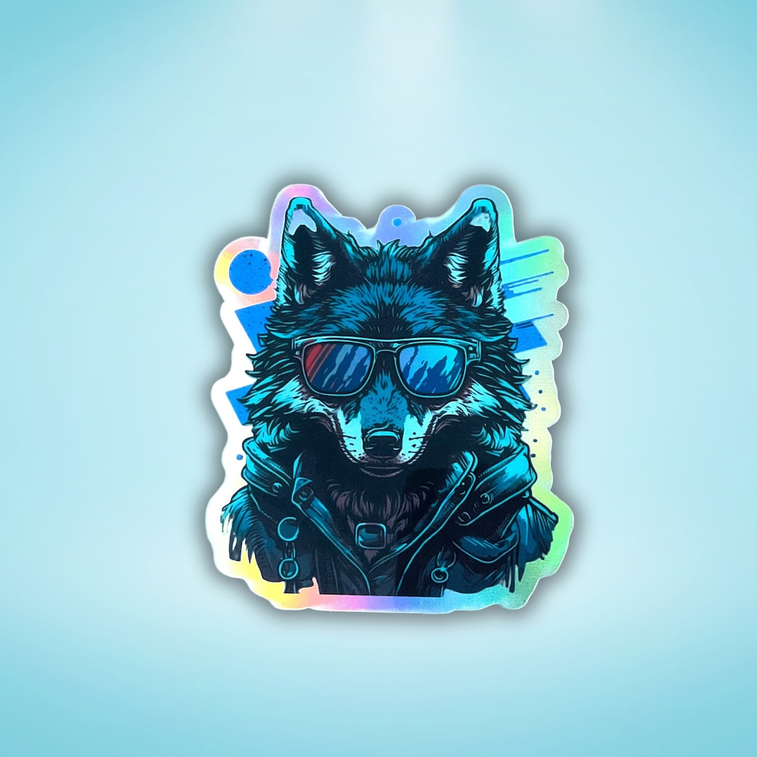 Holographic Wolf Sticker Furry Sticker Fursona Sticker Etsy