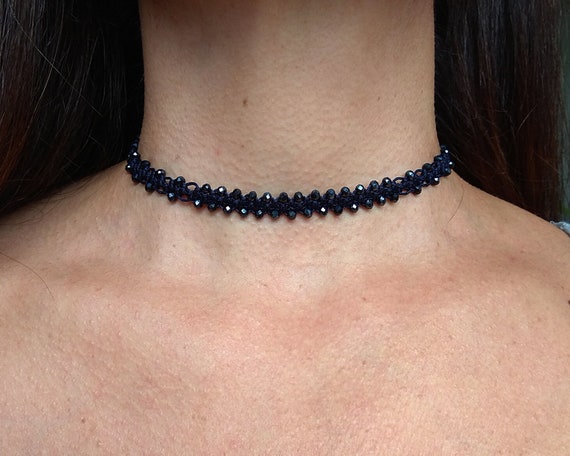 Crystal beads on sale choker necklace