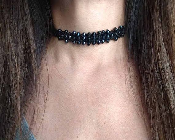 Wide Crystal Lace Choker