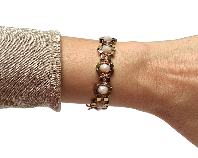 Girlfriend jewelry gift for her Sparkle crystal bracelet Champagne /& gold beaded bracelet for woman Gold cuff bracelet Opal bracelet