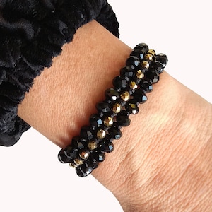 Multicolor Crystal Bracelet, Cuff Bracelet, Black Colorful