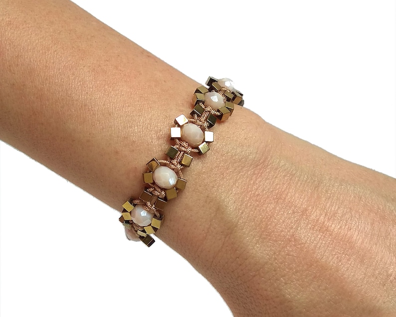 Girlfriend jewelry gift for her Sparkle crystal bracelet Champagne /& gold beaded bracelet for woman Gold cuff bracelet Opal bracelet