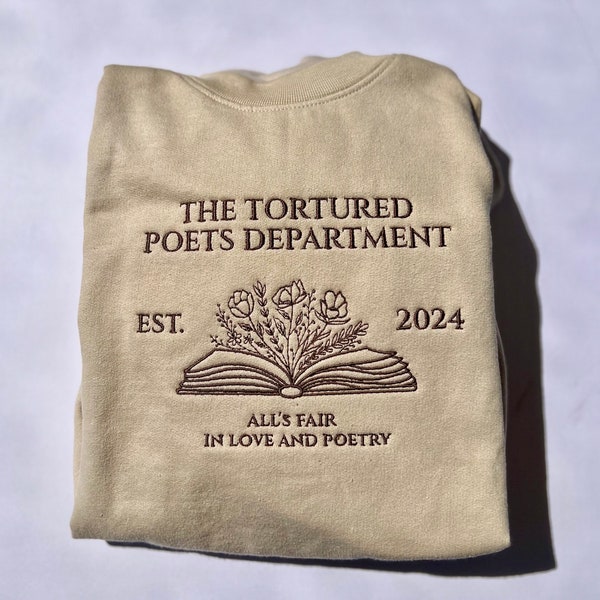 Tortured Poets Department Embroidered Sweatshirt, Crewneck, TS, Album, TTPD, Crewneck, T-Shirt