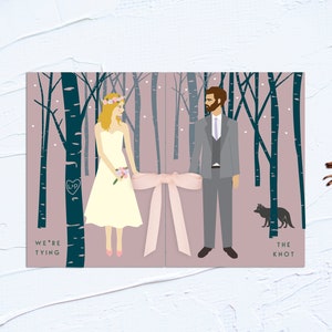 Retrato personalizado do mapa RSVP do pacote de convite de casamento romance da floresta