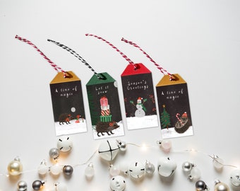 Elves & Hedgehogs Christmas Gift Tags