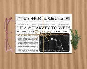 The Wedding Chronicle Newspaper Invitation RSVP Map Vintage