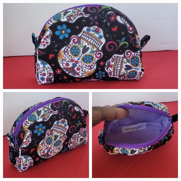 Make up bag, toiletry pouch, travel pouch, snack pouch, medicine pouch, cartoon skulls