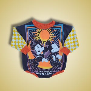 RTS 12-18 maanden handgemaakte geüpcycled T-shirt trui bubble romper