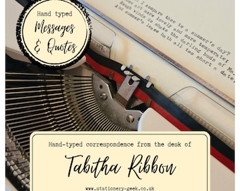 Message dactylographié personnalisé, citation ou texte | Tapé à la main sur une machine à écrire vintage | Cadeau original