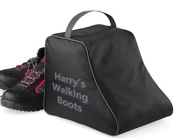 Personalised Walking Boot Bag - Customised Hiking boot bag embroidered with your name / text