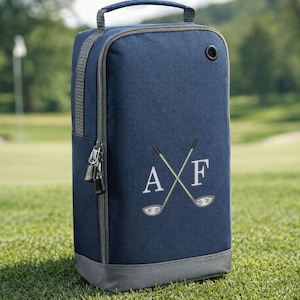 Personalised Embroidered Golf Shoe Bag - Personalised Initials Golf Shoe Bag - Golfer Gift