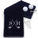 Personalised Golf Towel - Embroidered Crossed Golf Club Design  - Personalised Golf Towel Gift