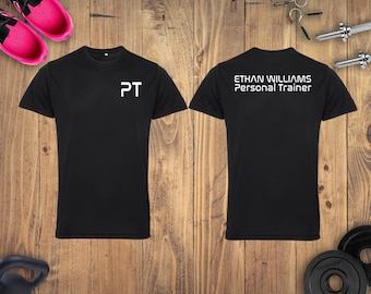 Personalised Personal Trainer T-Shirt Mens Sports Top / PT Fitness T Shirt - Gymwear