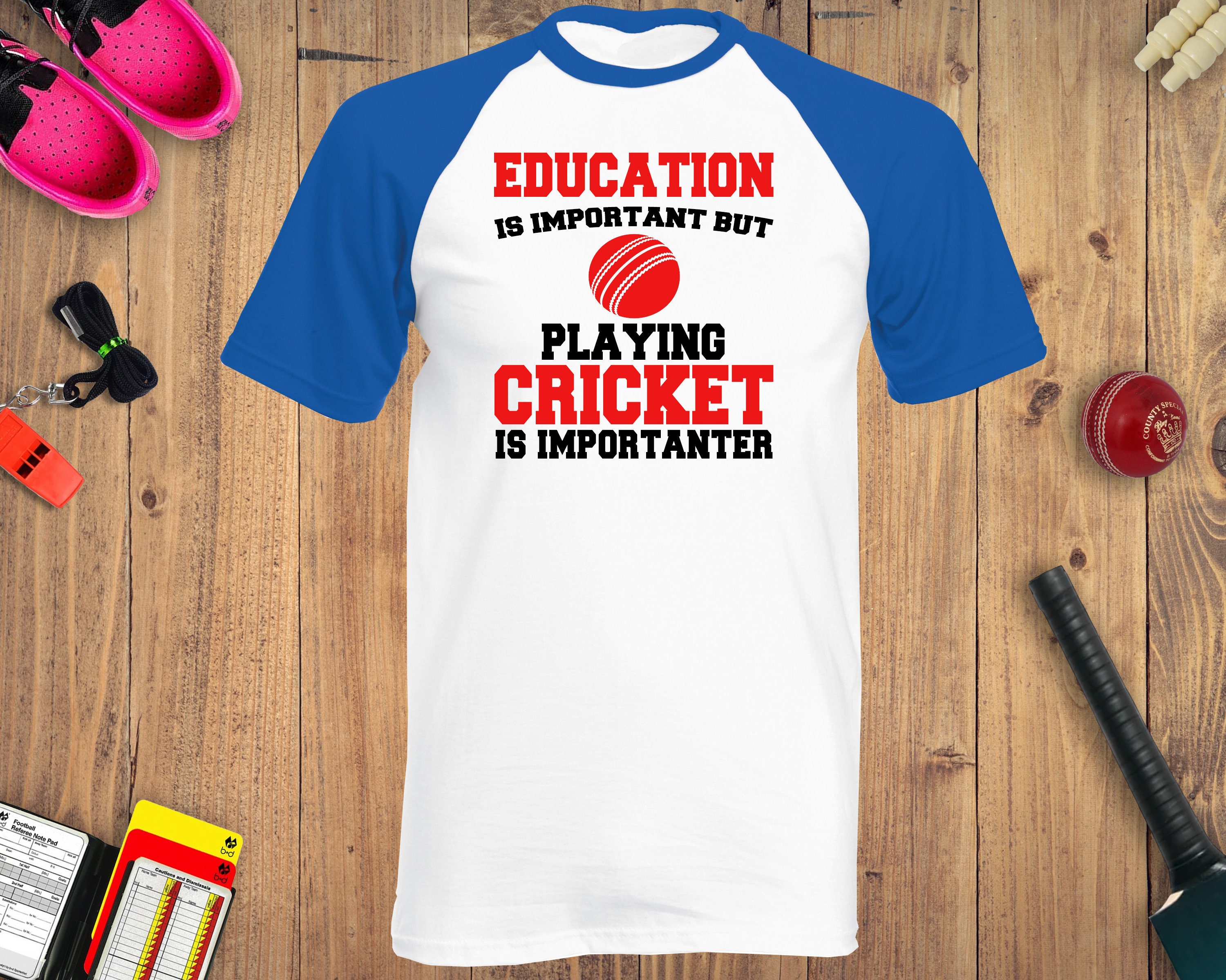 Image of Education Is Important But Playing Cricket Is Importanter T-Shirt - Funny Cricketer Shirt