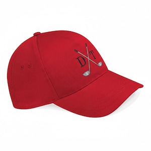 Personalised Red baseball cap embroidered with personal initials