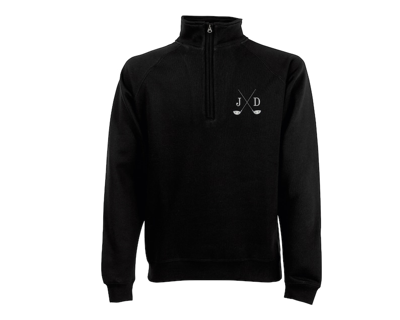 Golf Quarter Zip Sweatshirt - Personalised Golf Sweatshirt with embroidered initials Svart