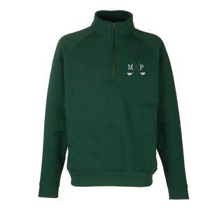 Golf Quarter Zip Sweatshirt - Personalised Golf Sweatshirt with embroidered initials Bottle Green