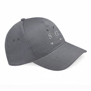 Custom embroidered Grey Golf Cap personalised with Initials