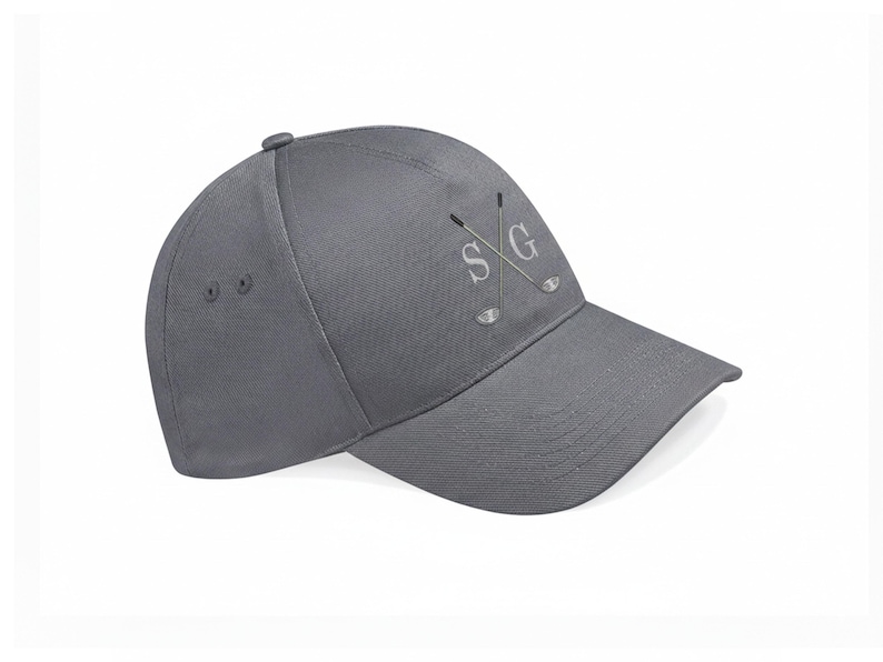 Custom embroidered Grey Golf Cap personalised with Initials