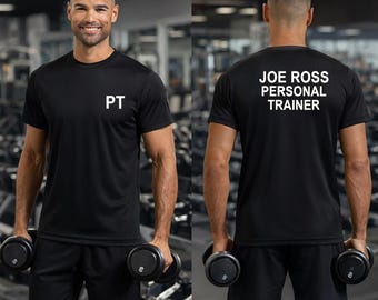 Personalised Personal Trainer T-Shirt Mens Sports Top / PT Fitness T Shirt - Gymwear