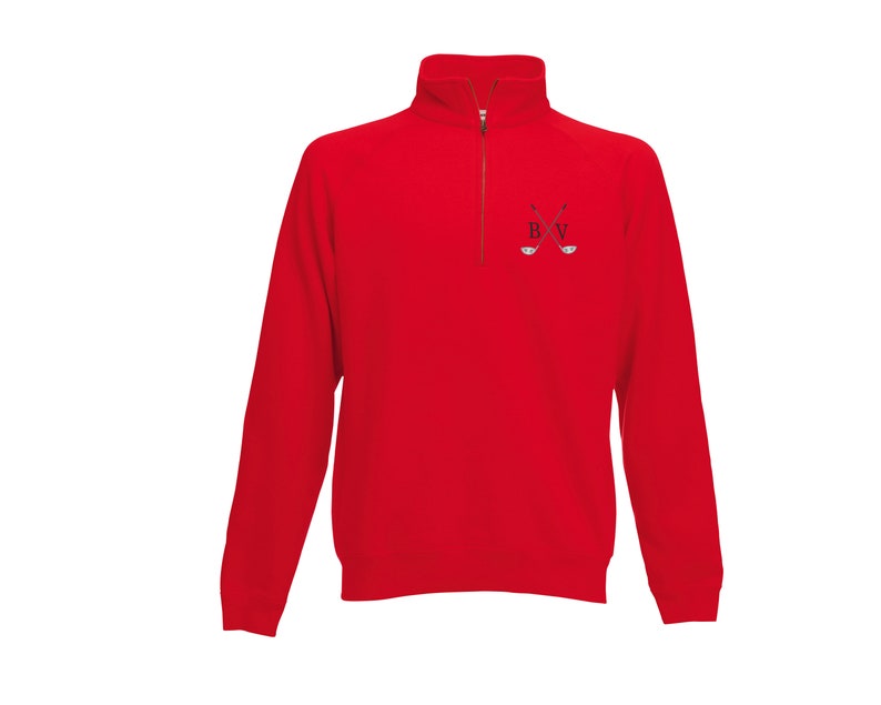 Golf Quarter Zip Sweatshirt - Personalised Golf Sweatshirt with embroidered initials Röd