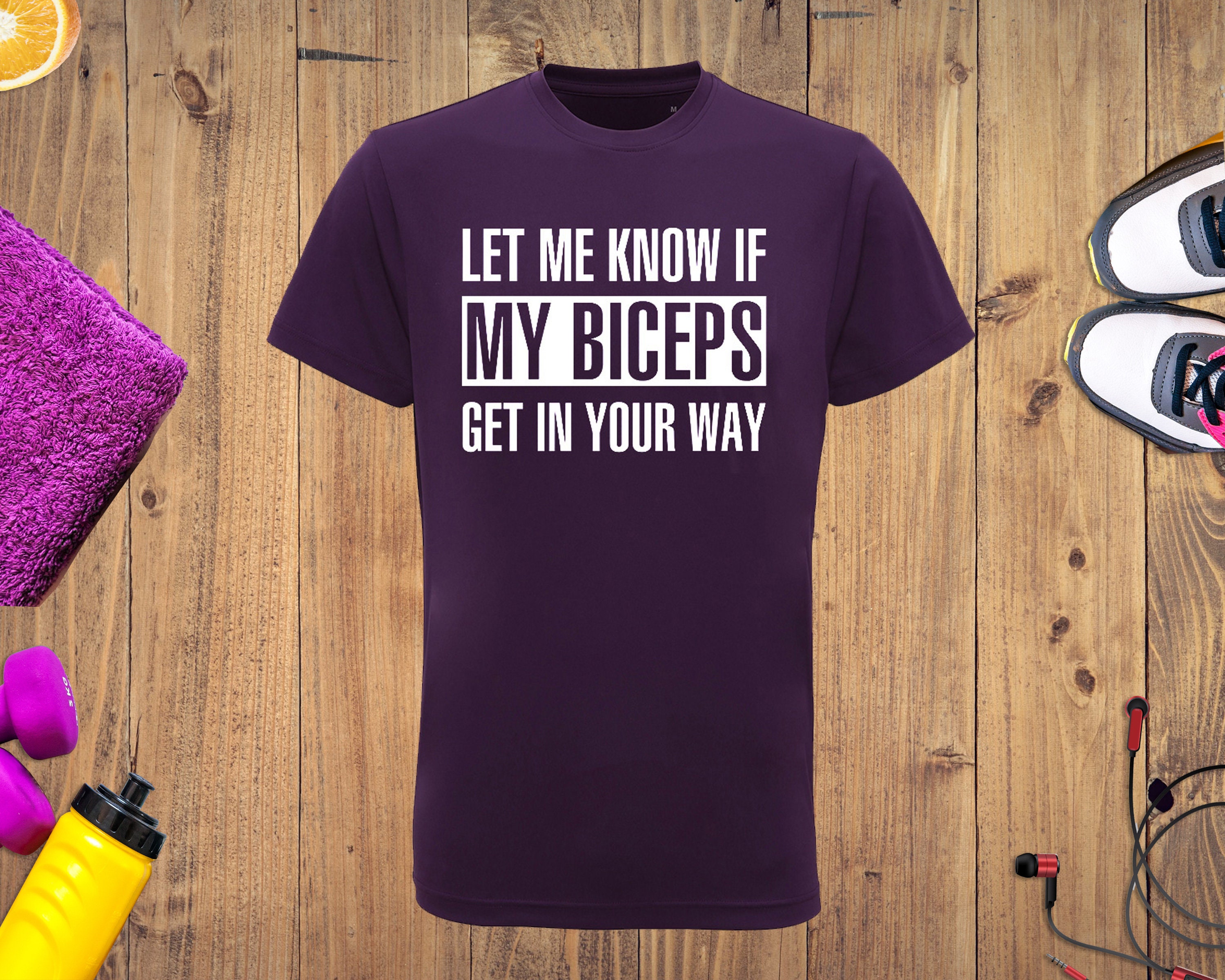 Image of Let Me Know If My Biceps Get in The Way Gym T-Shirt - Running Sucks Mens Performance Tshirt