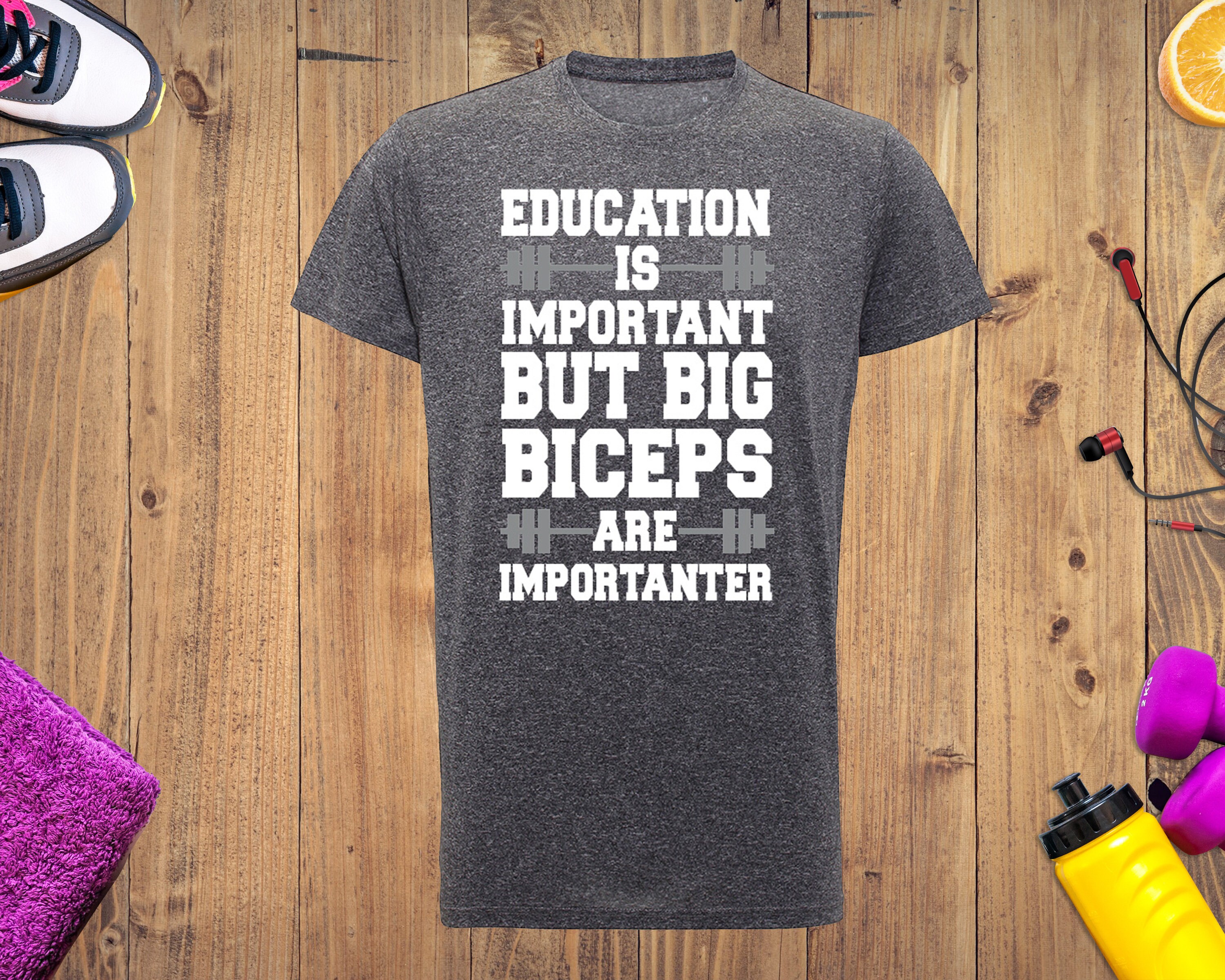 Image of Education Is Important But Big Biceps Are Importanter - Mens Sport T-Shirt