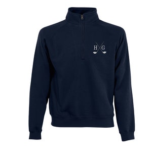 Golf Quarter Zip Sweatshirt - Personalised Golf Sweatshirt with embroidered initials Navy Blue