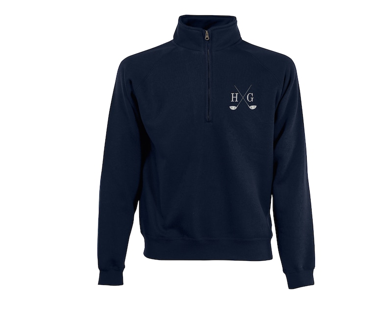 Golf Quarter Zip Sweatshirt - Personalised Golf Sweatshirt with embroidered initials Navy Blue