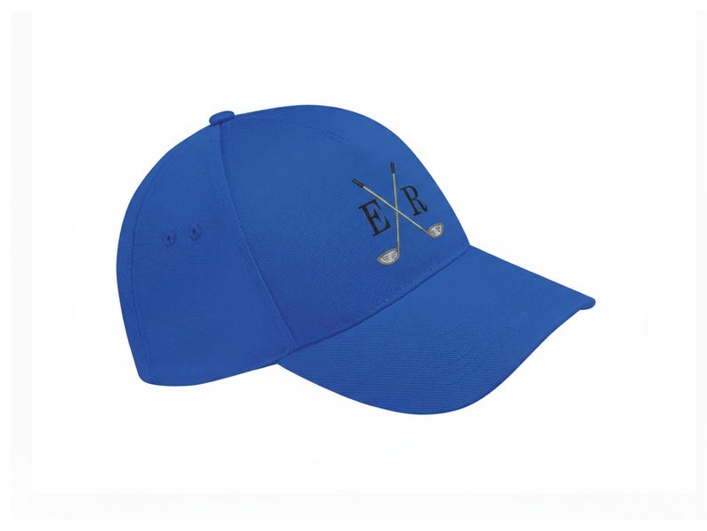 Royal Blue Golf Cap personalised with embroidered Monogram