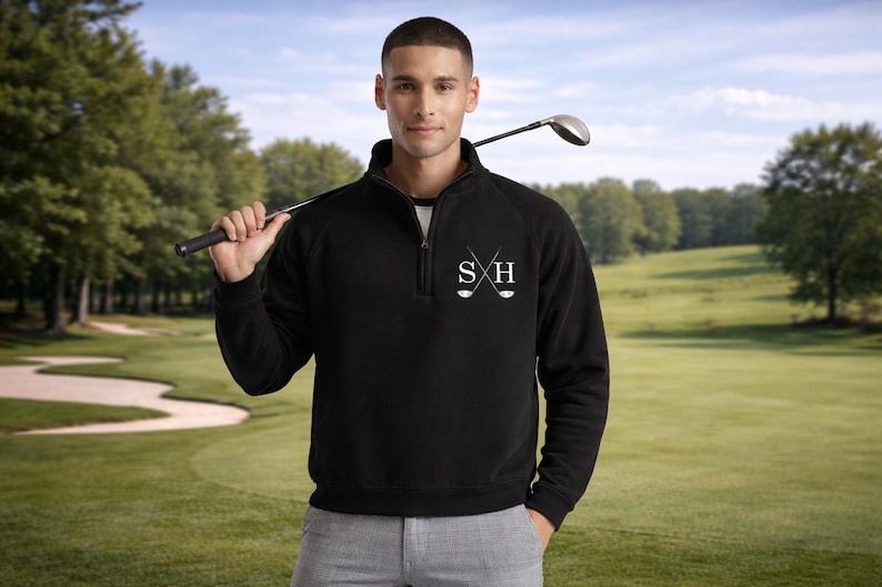 Golf QTR Zip Sweatshirt being worn on the golf course by a golfer.
