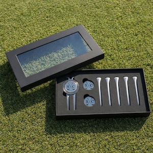 Personalised Golf Gift Box – Personalised Golf Repair Tool, Golf Ball Markers and 5 x Golf Tees