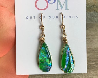 Kauai - Dichroic Dangle Earrings with Flashes of Pink and Turquoise