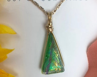Kauai - DIchroic Glass Small Triangle Pendant