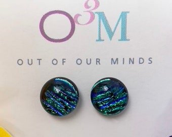 Laguna - Dichroic Glass Round Fibroid Studs