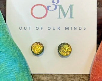 Rio ~ Dichroic Round Studs with Flashes of Gold