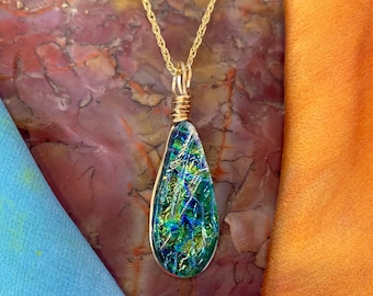 Limerick - Dichroic Glass Teardrop Pendant