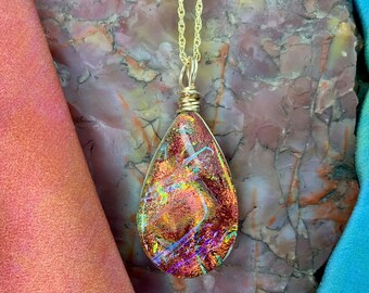 Sedona - Dichroic Glass Teardrop Pendant